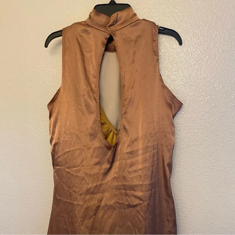 WEISSMAN Balera Elite Dance silky Charmeuse Mock Neck slip Dress D13067 MA adult